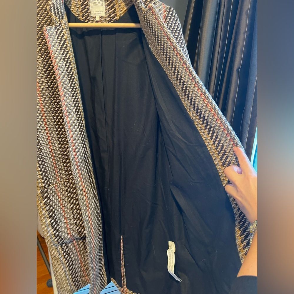 Zara Trafaluc Outerwear Collection Striped Jacquard Coat Multi Color - Rare - Picture 8 of 14